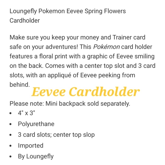 Loungefly Pokémon Eevee Spring Flowers Cardholder Wallet - Picture 5 of 7
